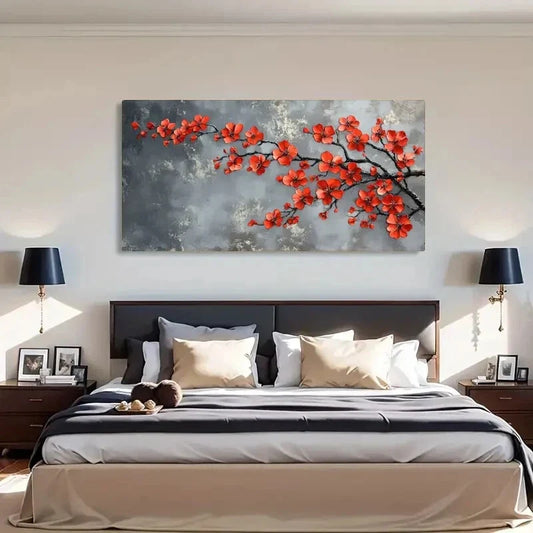 Red Berries Blossom Modern Wall Art Canvas Office Home Room Framed 120x60cm