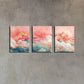 3pcs Pink and Blue Waves Painting Metal Print Ready to Hang Art