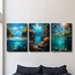 3pcs Tropical Island Paradise with Palm Trees Metal Print Ready to Hang Art