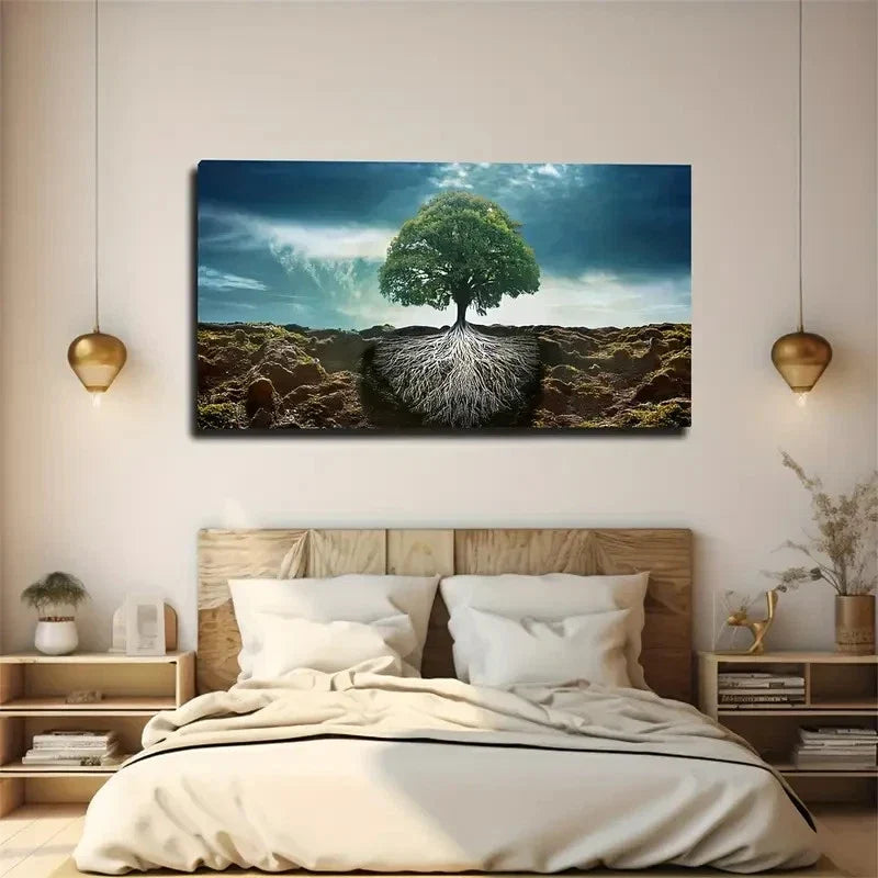 Deep Roots & Dramatic Sky Wall Art Canvas Office Home Room Framed 80x45cm