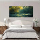 Pond Egrets Bamboo Forest Wall Art Canvas Office Home Room Framed 120x60cm