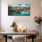 Colorful Houses Fishing Boats Wall Art Canvas Office Home Room Framed 120x60cm