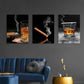 3pcs  Vintage Art, Retro Poster Bar  Metal Print Ready to Hang Art