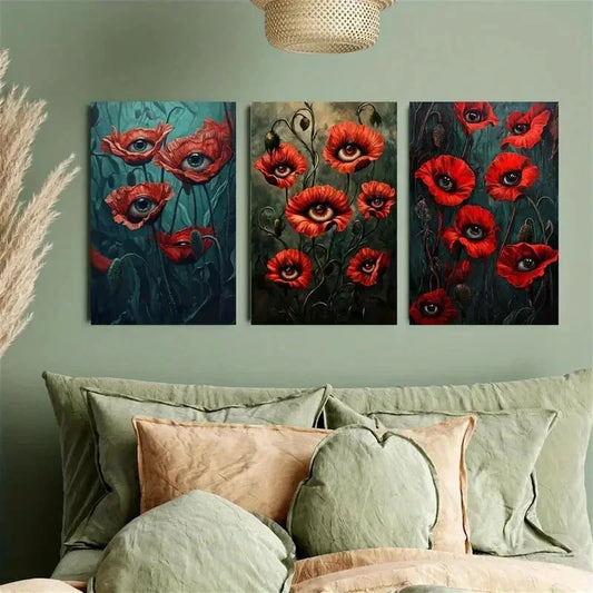 3pcs Beware of Roses Metal Print Ready to Hang Art