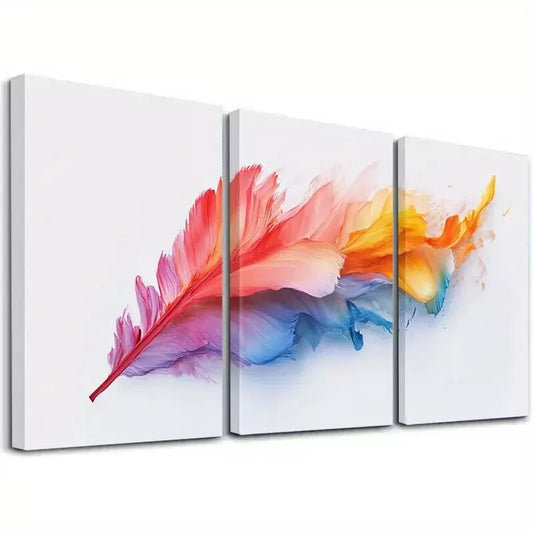 3pcs Vibrant Abstract Rainbow Splatter Wall Art Set Canvas Framed 40x60cm - High Quality Print 100% Australian Made Wall Canvas Ready to Hang