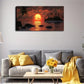 Red Sunset Over The Sea Décor Wall Art Canvas Office Home Room Framed 120x60cm