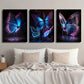 3pcs Pink Purple And Blue Butterfly Metal Print Ready to Hang Art