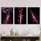 3pcs  Vibrant Sakura & Samurai Katana Design Metal Print Ready to Hang Art