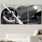 3pcs Black & White Vintage Airplane Skylines Metal Print Ready to Hang Art