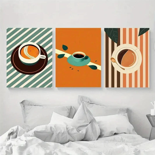 3pcs Classic Modern Cartoon Theme Painting Metal Print Ready to Hang Art
