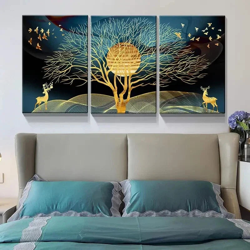 3pcs natural flower and plant farmhouse  Metal Print Ready to Hang Art