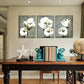 3pcs Gray Green Vintage Style White Flowers  Metal Print Ready to Hang Art