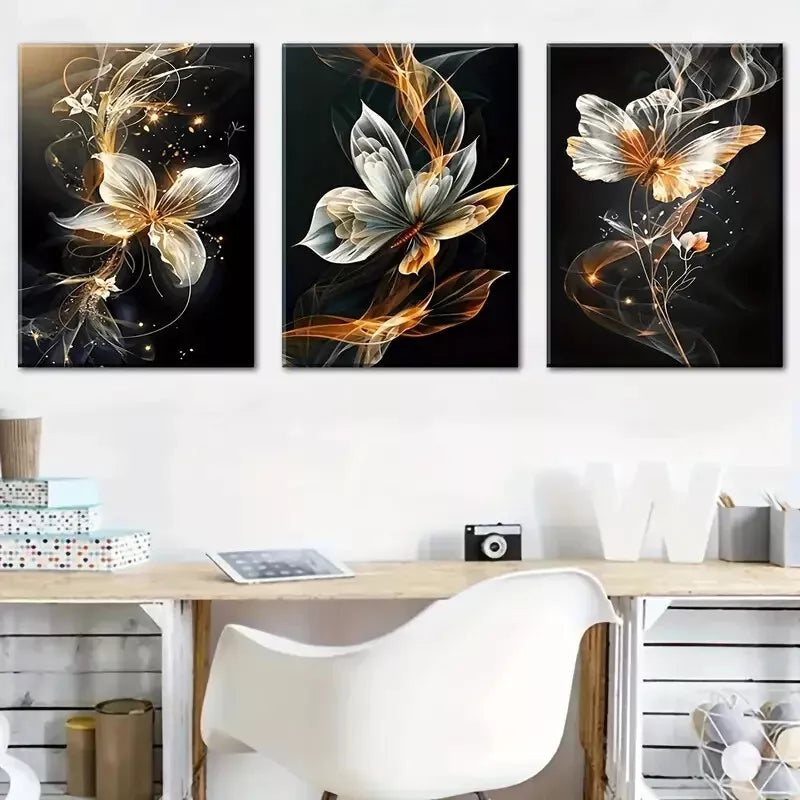 3pcs Featuring Abstract Butterfly Line Prints  Wall Art Set Canvas Framed 40x60cm - High Quality Print 100% Australian Made Wall Canvas Ready to Hang