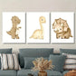 3pcs Dinosaur Cartoon Animal Themed Metal Print Ready to Hang Art