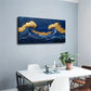 Turbulent Waves Design Accents Wall Art Canvas Office Home Room Framed 120x60cm