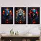 3pcs   red flaming white tiger, Black bear, crow Metal Print Ready to Hang Art