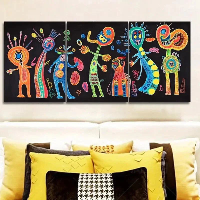 3pcs Surreal Character Graffiti  Metal Print Ready to Hang Art