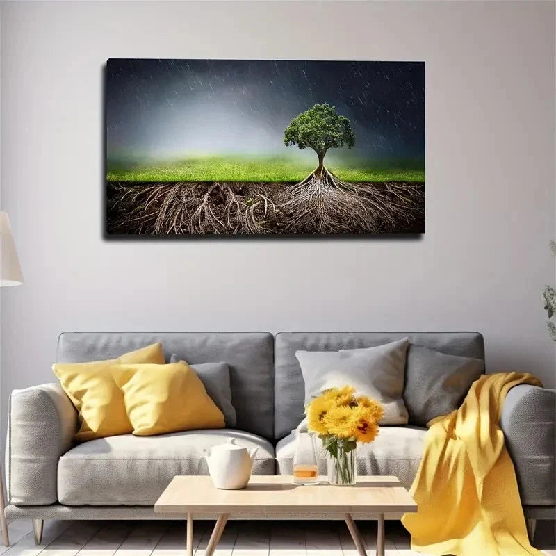 Green Landscape Wall Art Canvas Office Home Room Framed 80x45cm
