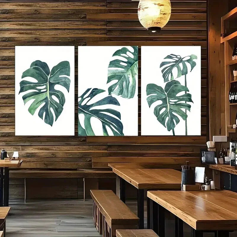 3pcs Botanical Art Leaves Poster Metal Print Ready to Hang Art