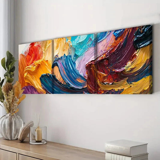 3pcs Vibrant Abstract Colorful Cool Perfect Wall Art Set Canvas Framed 40x60cm - High Quality Print 100% Australian Made Wall Canvas Ready to Hang