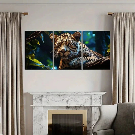 3pcs Wildlife Leopard Metal Print Ready to Hang Art