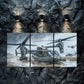 3pcs Military Helicopter Artwork Metal Print Ready to Hang Art