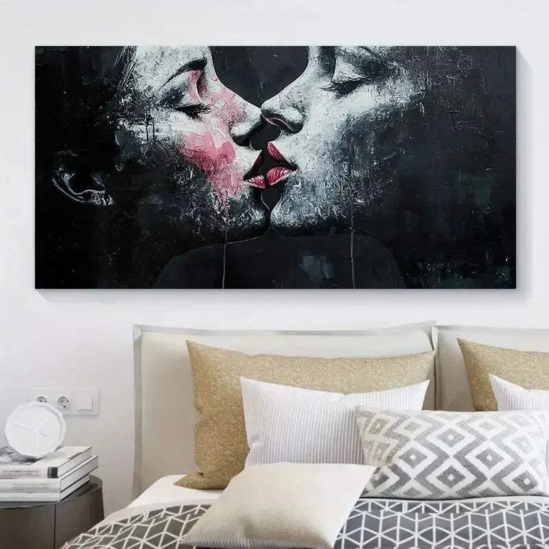 Modern Minimalist Black & White Wall Art Canvas Office Home Room Framed 120x60cm