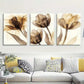3pcs Modern Tulip Beige Floral Botanical Metal Print Ready to Hang Art