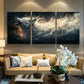 3pcs Silvery Wolf Howling Magic Metal Print Ready to Hang Art