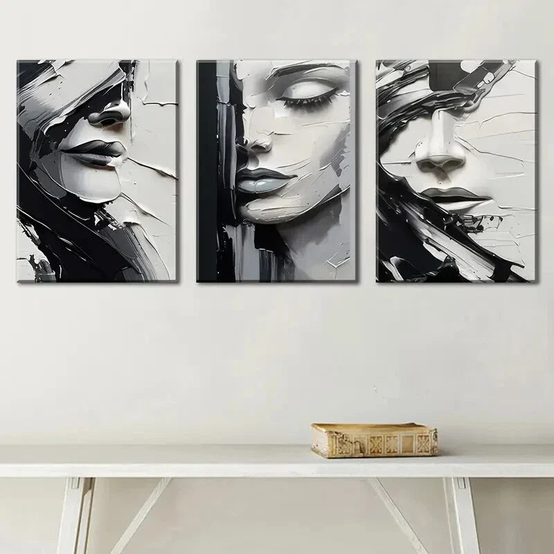 3pcs  woman abstract art portrait Metal Print Ready to Hang Art