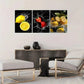 3pcs Fruit with Splash Water Metal Print Ready to Hang Art
