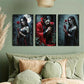 3pcs Gothic Vampire & Rose Metal Print Ready to Hang Art