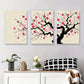 3pcs Pink Cherry Blossom Japanese Sakura Tree Metal Print Ready to Hang Art