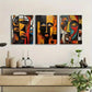 3pcs Paintings with Artistic Portraits,  Metal Print Ready to Hang Art