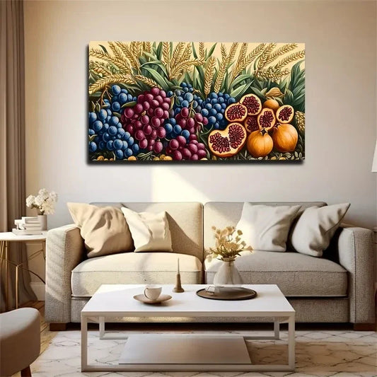 Vibrant Grape Design Decor Wall Art Canvas Office Home Room Framed 120x60cm
