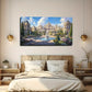 Fountain In The Garden Décor Wall Art Canvas Office Home Room Framed 120x60cm