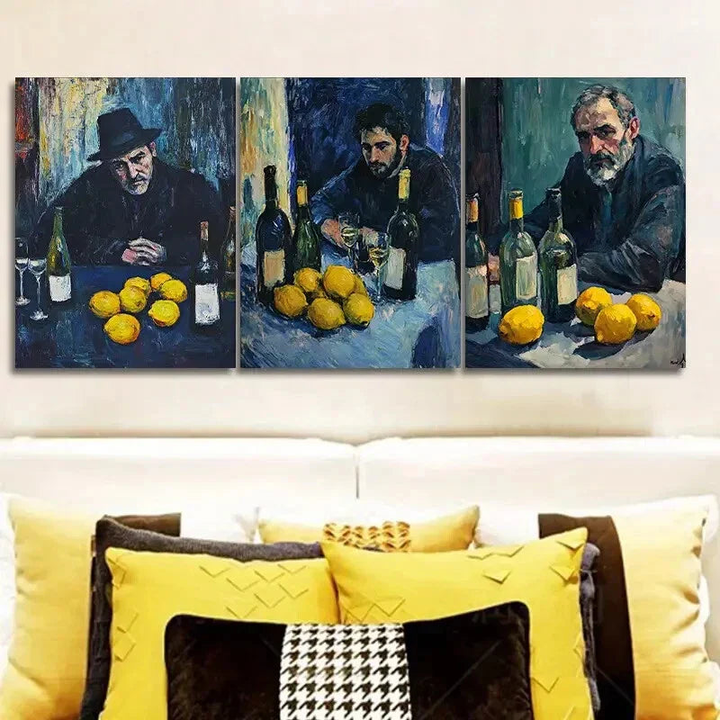 3pcs Drunk man  Wall Art Set Canvas Framed 40x60cm - High Quality Print 100% Australian Made Wall Canvas Ready to Hang