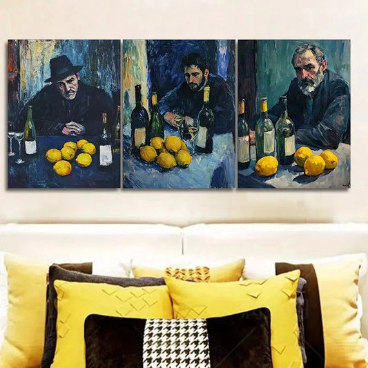 3pcs Drunk man  Wall Art Set Canvas Framed 40x60cm - High Quality Print 100% Australian Made Wall Canvas Ready to Hang