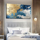 Dynamic Blue and Golden Wall Art canvas office home room framed 120x60cm