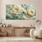 White Peony Green Leaves wall canvas office home room framed 120x60cm