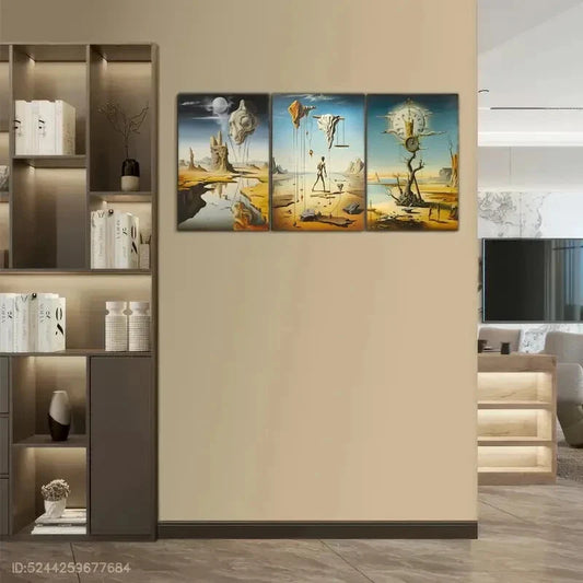 3pcs Abstract Art Prints Surreal Neutral Toned Metal Print Ready to Hang Art