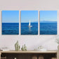 3pcs Sailing boat in the blue sea, Metal Print Ready to Hang Art