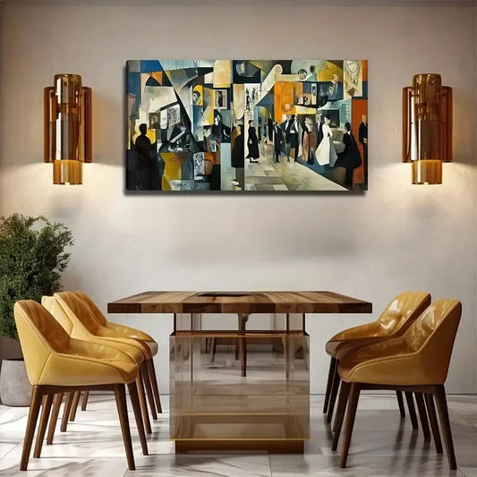 Exhibition People Suitable Wall Art Canvas Office Home Room Framed 120x60cm