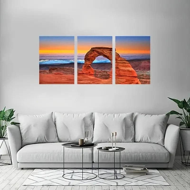 3pcs Delicate Arch Sunset Landscape Metal Print Ready to Hang Art
