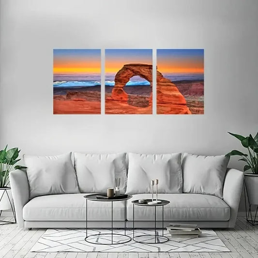 3pcs Delicate Arch Sunset Landscape Metal Print Ready to Hang Art