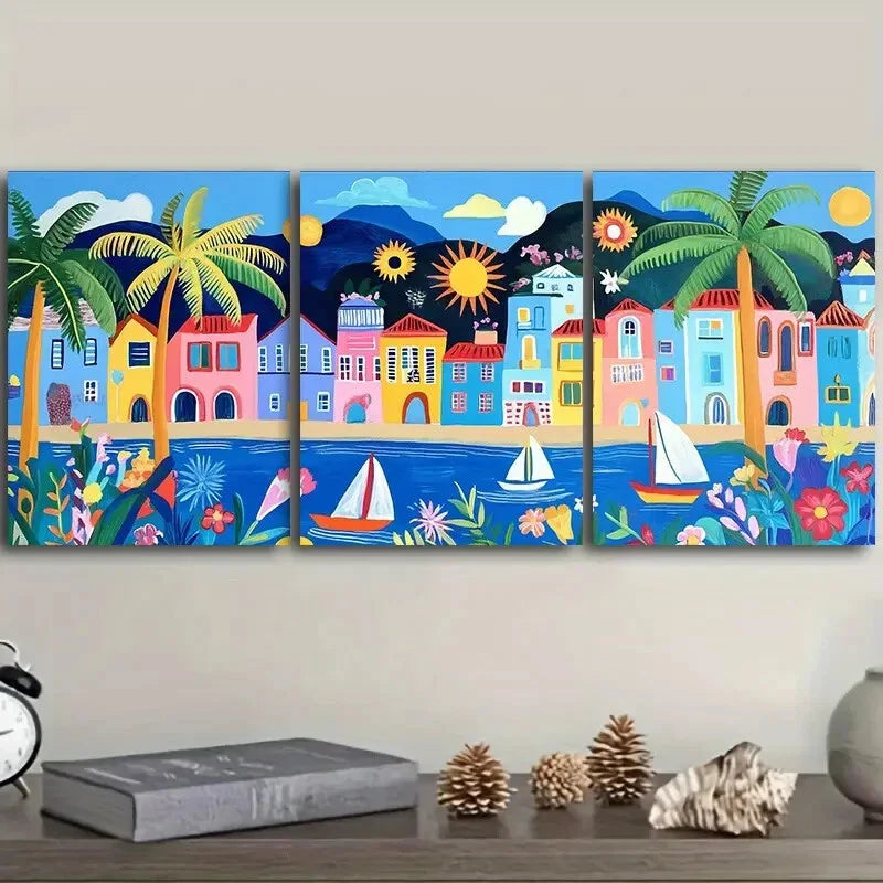 3pcs Coastal city of Rio de Janeiro, Brazil  Wall Art Set Canvas Framed 40x60cm - High Quality Print 100% Australian Made Wall Canvas Ready to Hang