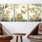 3pcs Abstract Flowers And Birds Metal Print Ready to Hang Art