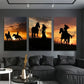 3pcs Sunset Horse Silhouette Metal Print Ready to Hang Art