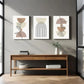 3pcs   Abstract Geometric Line Leaf Beige Botanical Metal Print Ready to Hang Art