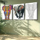 3pcs   Stylized elephant Animal Wall Art Set Canvas Framed 40x60cm -High Quality Print 100% Australian Made Wall Canvas Ready to Hang